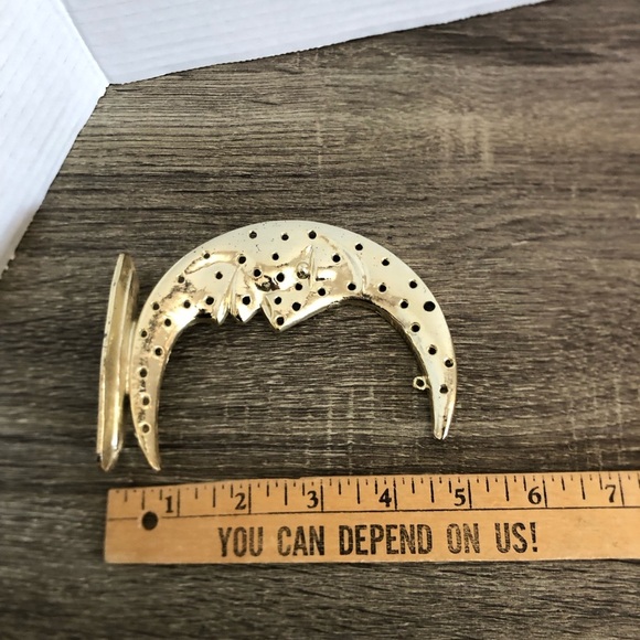 Vtg Metal Crescent Moon Earring Stand - Picture 5 of 10